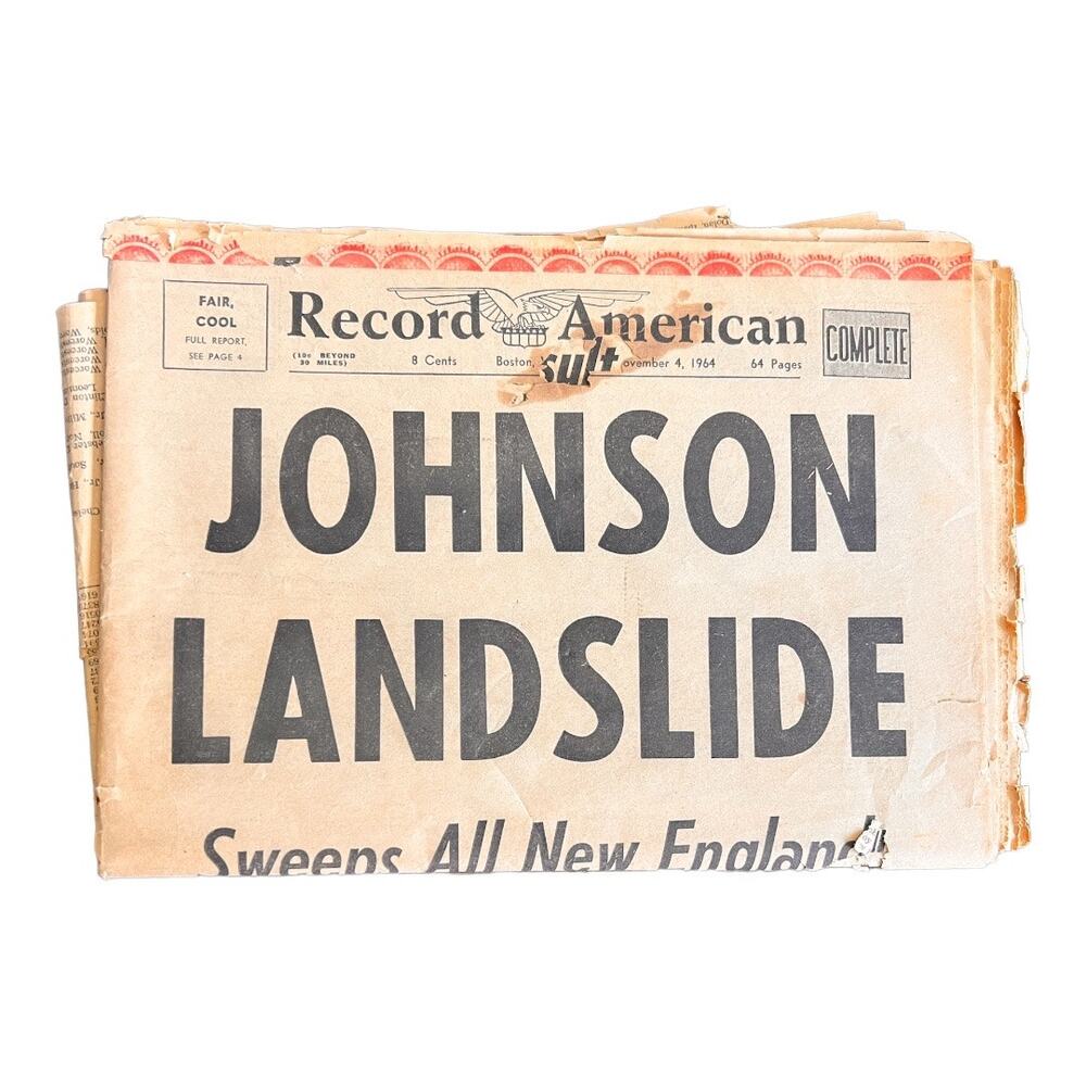 Boston Record American Presidential Election dated November 4, 1964